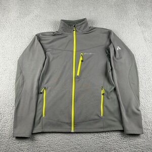 Eddie Bauer First Ascent Jacket Mens M Gray Neon Yellow Full Zip Outdoor Hiking